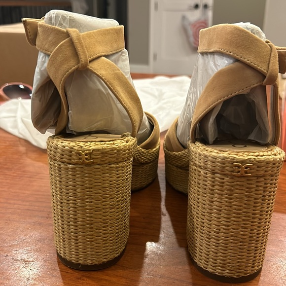 Sam Edelman Womens Immie Tan Suede Open Toe Block Heel Pumps Shoes size 7 - Picture 4 of 5